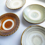 黒木昌伸窯 5寸皿(飛び鉋 緑)