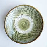 黒木昌伸窯 5寸皿(飛び鉋 緑)