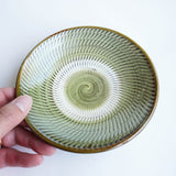 黒木昌伸窯 5寸皿(飛び鉋 緑)