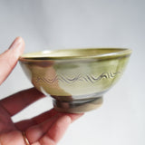 黒木昌伸窯 4寸飯碗(櫛書き緑)