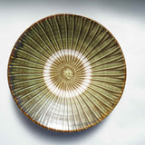 黒木昌伸窯 8寸皿(刷毛目 緑)