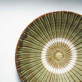 黒木昌伸窯 8寸皿(刷毛目 緑)