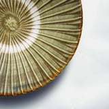 黒木昌伸窯 8寸皿(刷毛目 緑)