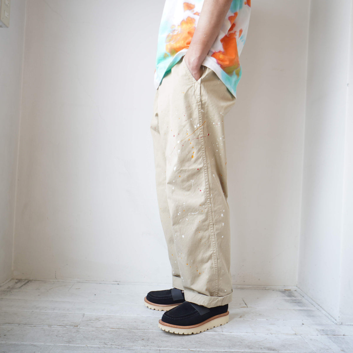 お値下げしました、マスターアンドコー　ペイントパンツ MASTER&CO(マスターアンドコー) CHINO PANT WITH PAINT(ベージュ