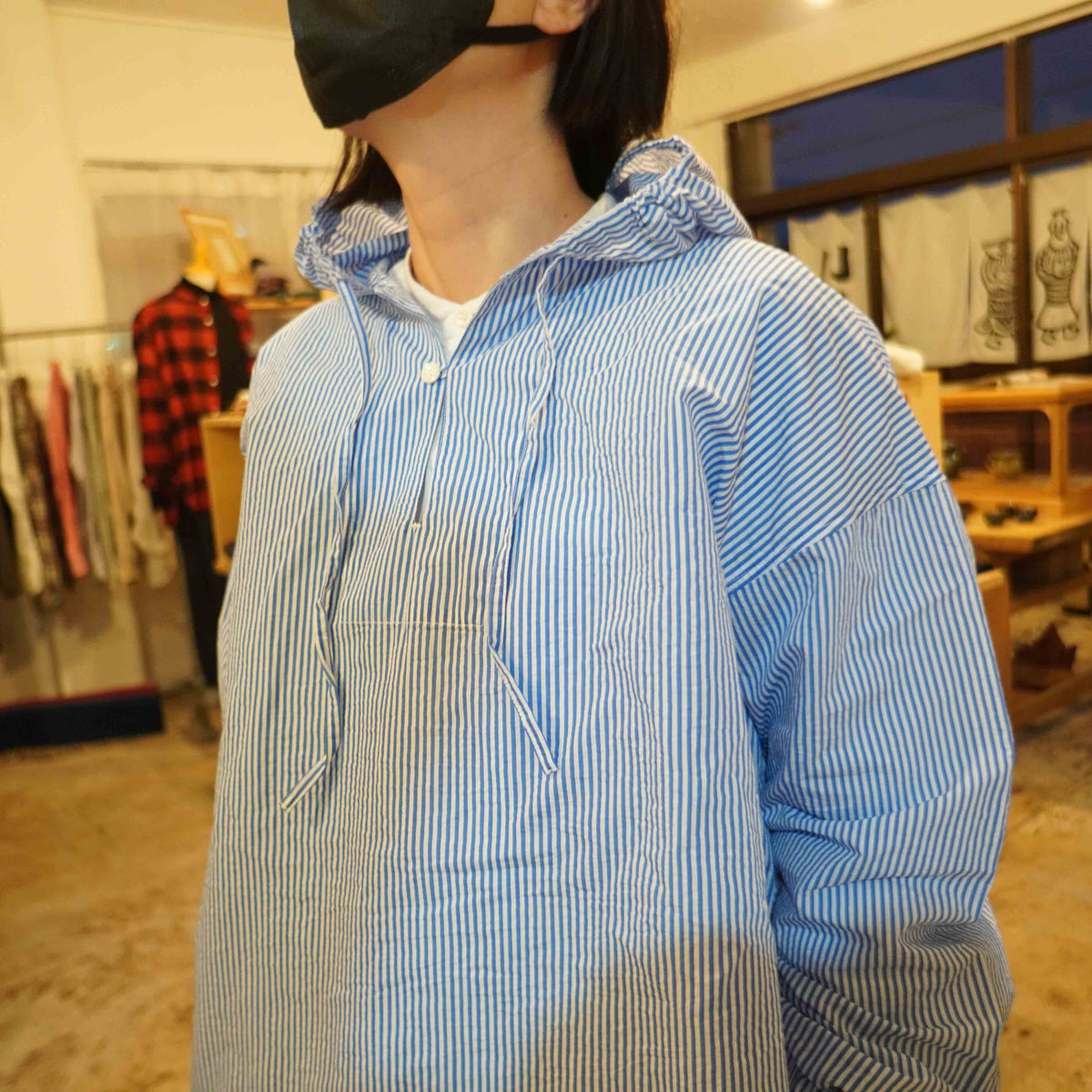prit(プリット) エアリーコットン フードプルオーバーシャツ