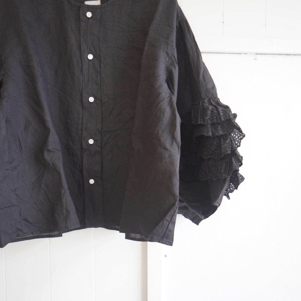 Gauze#ガーゼ　アンティークレース フリルノースリーブブラウス Gauze#/ガーゼ アンティークレース フリルノースリーブブラウス