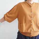 Gauze#(ガーゼ) ギャザースリーブ ニットカーディガン(G1033)