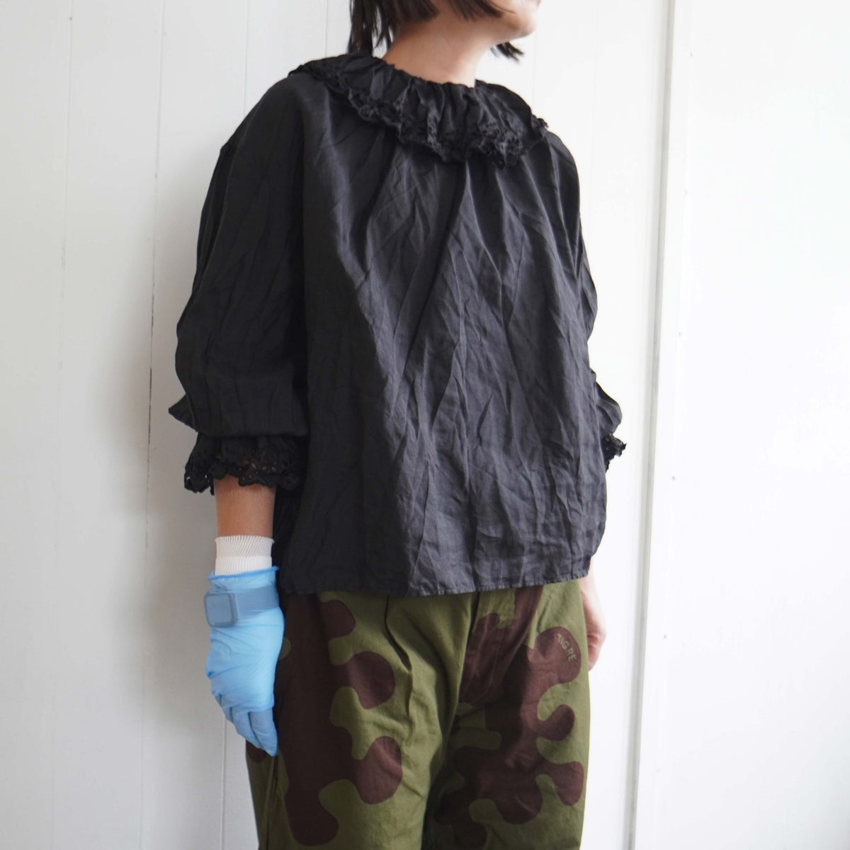 Gauze#/ガーゼ　 アンティークレース　フリルノースリーブブラウス Gauze#/ガーゼ アンティークレース フリルノースリーブブラウス