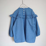 Clip.tab(クリップタブ) インディゴシャンブレーフリルプルオーバー(3221T-001)