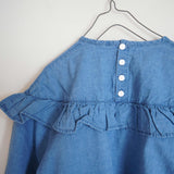 Clip.tab(クリップタブ) インディゴシャンブレーフリルプルオーバー(3221T-001)