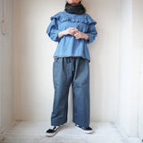 Clip.tab(クリップタブ) インディゴシャンブレーフリルプルオーバー(3221T-001)