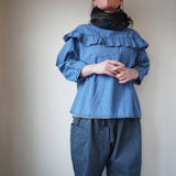 Clip.tab(クリップタブ) インディゴシャンブレーフリルプルオーバー(3221T-001)