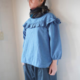 Clip.tab(クリップタブ) インディゴシャンブレーフリルプルオーバー(3221T-001)