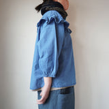 Clip.tab(クリップタブ) インディゴシャンブレーフリルプルオーバー(3221T-001)