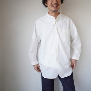 STANDARD SHIRT(スタンダードシャツ)　BAND COLLAR SHIRT 後染め WHITE