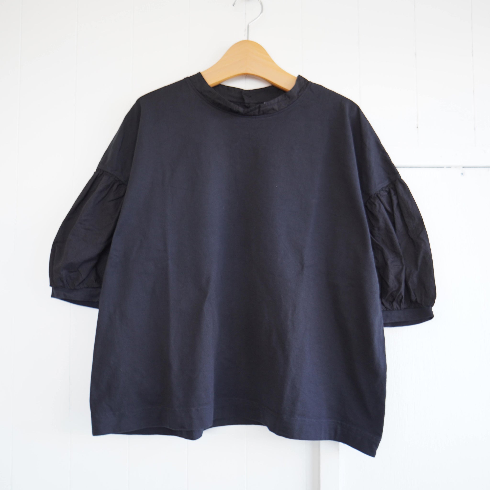 グリン Tシャツ プルオーバー grin 8212C-037 天竺×CU ギャザースリーブPO【450.ブルー】 grin(グリン) 天竺×布帛 ランタンプルオーバー（8242c-008
