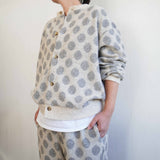 prit(プリット) 　ウールパイル　ドットジャガード　クルーネックカーディガン（P90605）