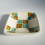 星の宮製陶　角皿　縄紋　三彩