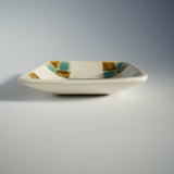 星の宮製陶　角皿　縄紋　三彩