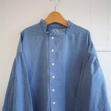 Clip.tab(クリップタブ)　インディゴ　シャンブレーフラッターブラウス (3255T-001)