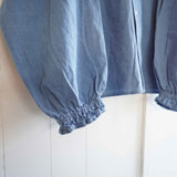 Clip.tab(クリップタブ)　インディゴ　シャンブレーフラッターブラウス (3255T-001)