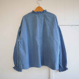 Clip.tab(クリップタブ)　インディゴ　シャンブレーフラッターブラウス (3255T-001)