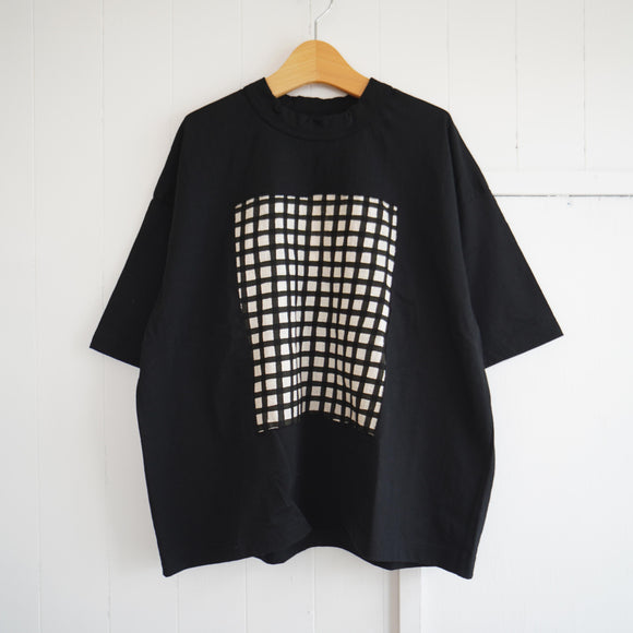 prit(プリット) 　プリント 5分袖フレームＴシャツ （P92528）チェック