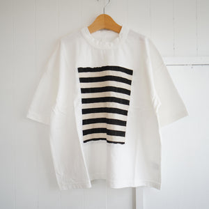 prit(プリット) 　プリント 5分袖フレームＴシャツ （P92528）ボーダー