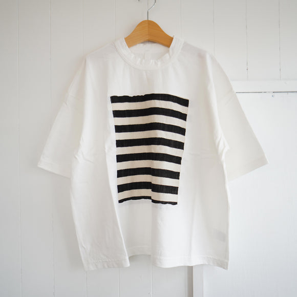 prit(プリット) 　プリント 5分袖フレームＴシャツ （P92528）ボーダー