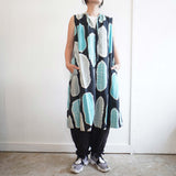 TIGRE BROCANTE(ティグルブロカンテ)　南国の葉　Batik　ギャザーノースリーブワンピ