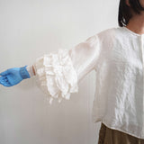 Gauze#(ガーゼ)　アンティークレース　フリルスリーブブラウス（G1077）