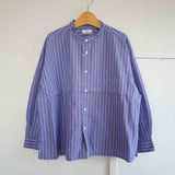 prit(プリット) 　高密度ポプリン　ストライプスタンドカラー　ビッグシャツ　(P81641)