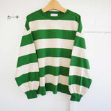 prit(プリット) 　天竺編みボーダー  クルーネックワイドプルオーバー　(P91606)