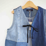 TIGRE BROCANTE(ティグルブロカンテ)　デニムMIX　リボンTIE　ショートベスト　B