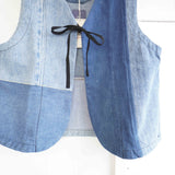 TIGRE BROCANTE(ティグルブロカンテ)　デニムMIX　リボンTIE　ショートベスト　B