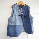 TIGRE BROCANTE(ティグルブロカンテ)　デニムMIX　リボンTIE　ショートベスト　B