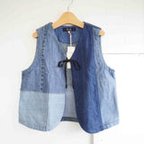 TIGRE BROCANTE(ティグルブロカンテ)　デニムMIX　リボンTIE　ショートベスト　A