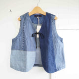 TIGRE BROCANTE(ティグルブロカンテ)　デニムMIX　リボンTIE　ショートベスト　A