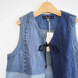 TIGRE BROCANTE(ティグルブロカンテ)　デニムMIX　リボンTIE　ショートベスト　A