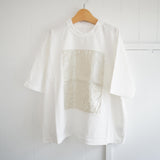 prit(プリット) 　リネン箔プリント 5分袖フレームＴシャツ （P91605）