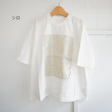 prit(プリット) 　リネン箔プリント 5分袖フレームＴシャツ （P91605）