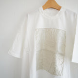 prit(プリット) 　リネン箔プリント 5分袖フレームＴシャツ （P91605）