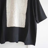 prit(プリット) 　リネン箔プリント 5分袖フレームＴシャツ （P91605）