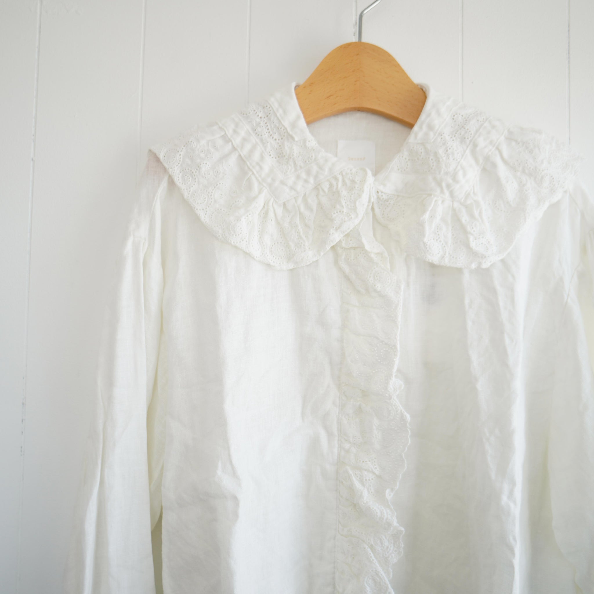 はな様アメリ SHEER FRILL V NECK KNIT TOP