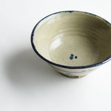 やちむん　saora pottery　 5寸マカイ(刷毛目　コバルト)