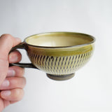黒木昌伸窯　スープカップ（飛び鉋　緑）
