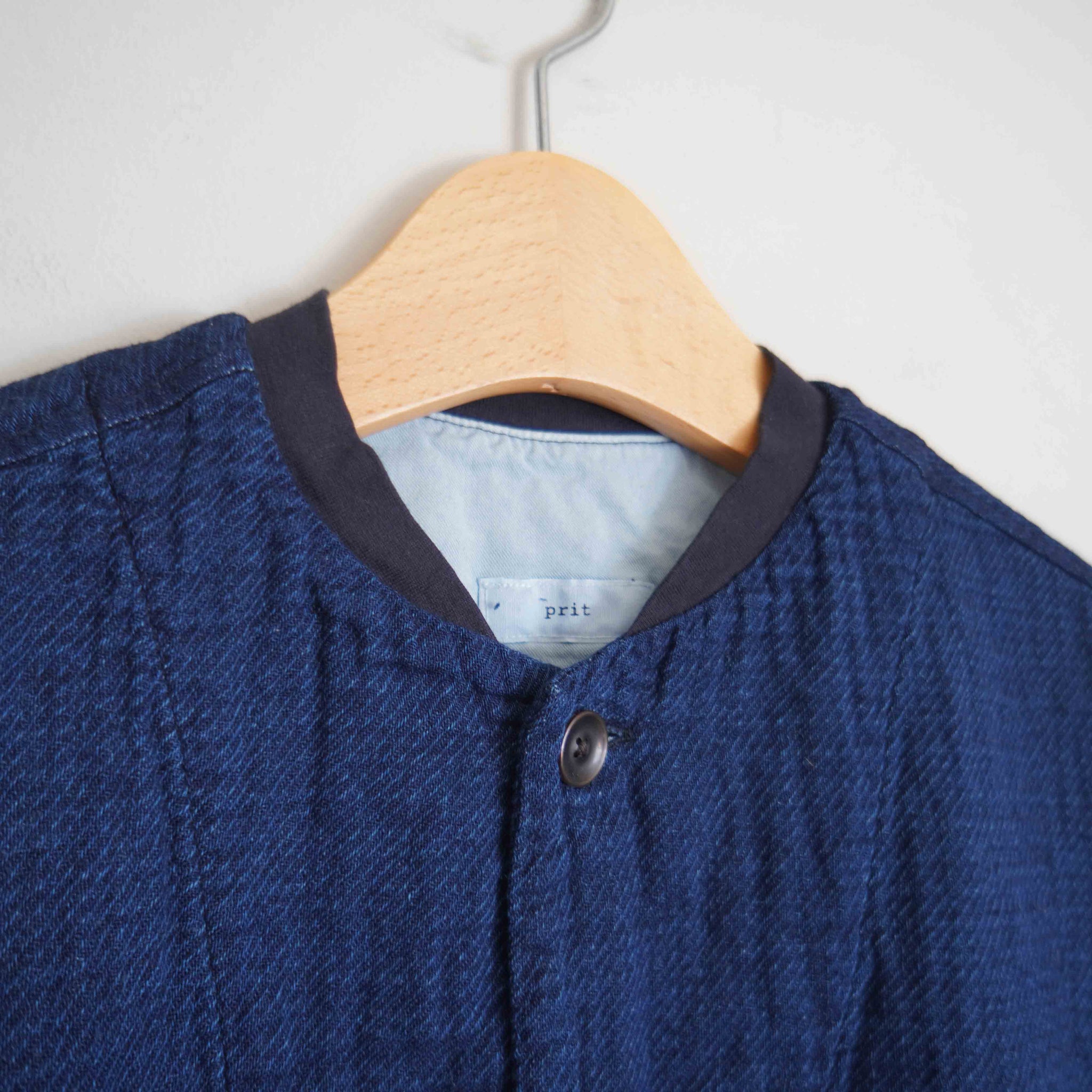 prit(プリット) インディゴダブルガーゼ ネルーカラーラウンドヘム