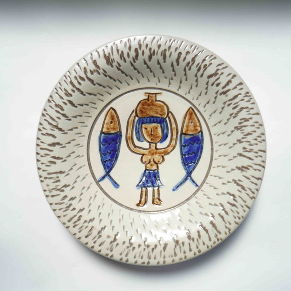 ノモ陶器製作所　８寸皿（エジプト紋　白）